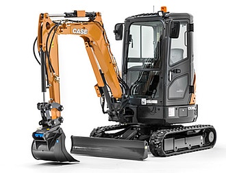 Case Minibagger CX30C mit geschlossener Kabine, Gummiketten und Räumschild