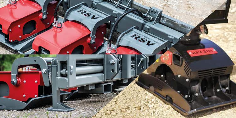 Verschiedene Plattenverdichter von RSV Systems im Einsatz auf Baustellenuntergrund